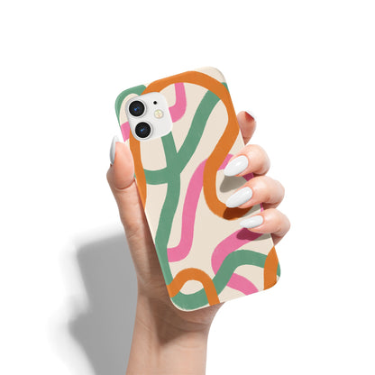 Retro Line Art Swirl 60s iPhone Case