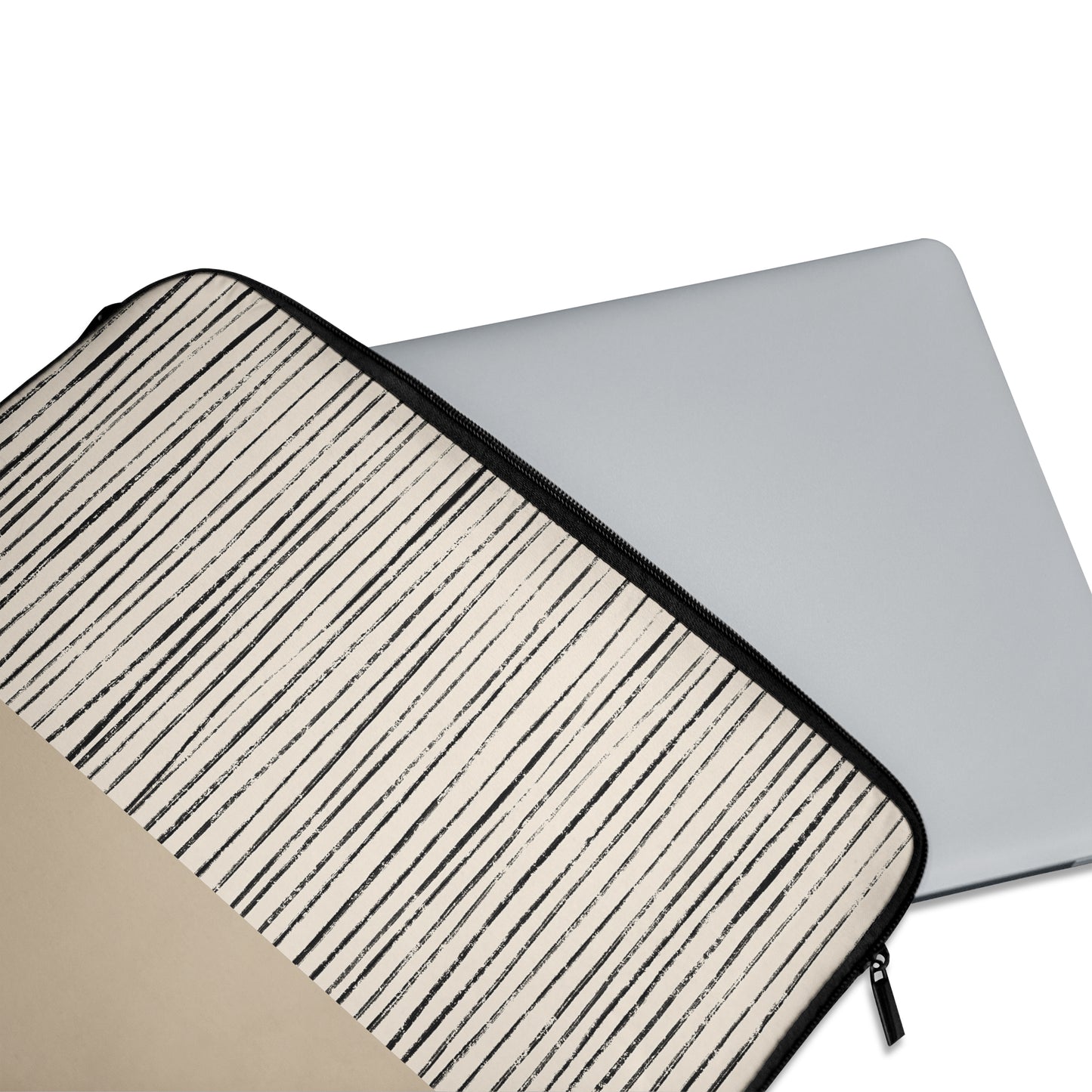 Beige Minimalist Striped Art - Laptop Sleeve