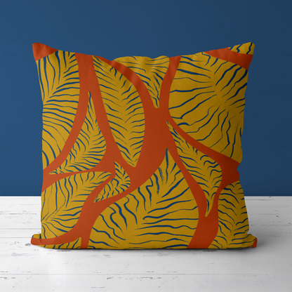 Tropical Colorful Leaf Pattern Throw Pillow