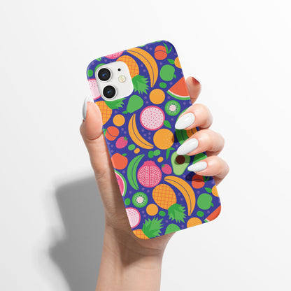 Colorful Fruit Veggie Pattern iPhone Case