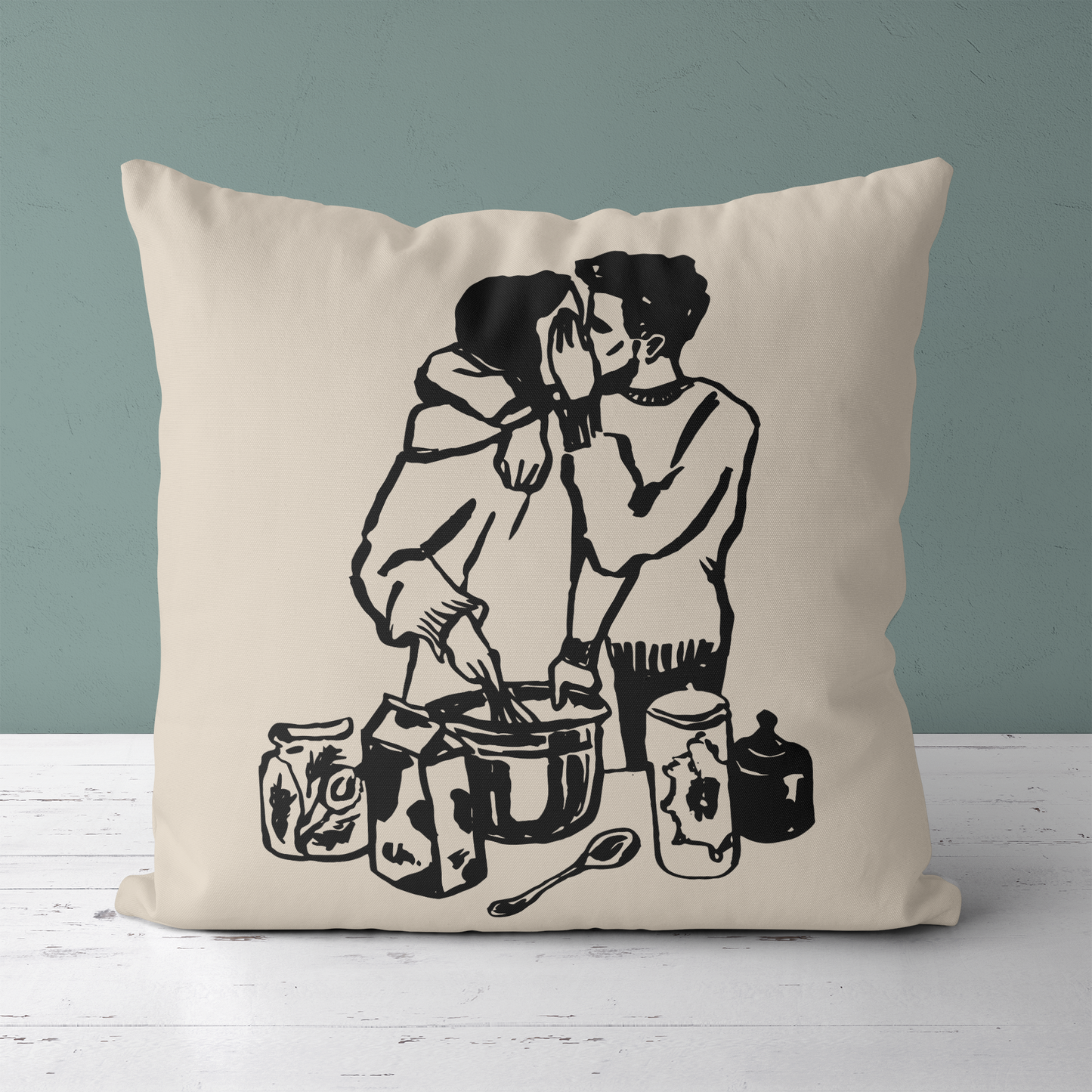 Cooking Couple Throw Pillow