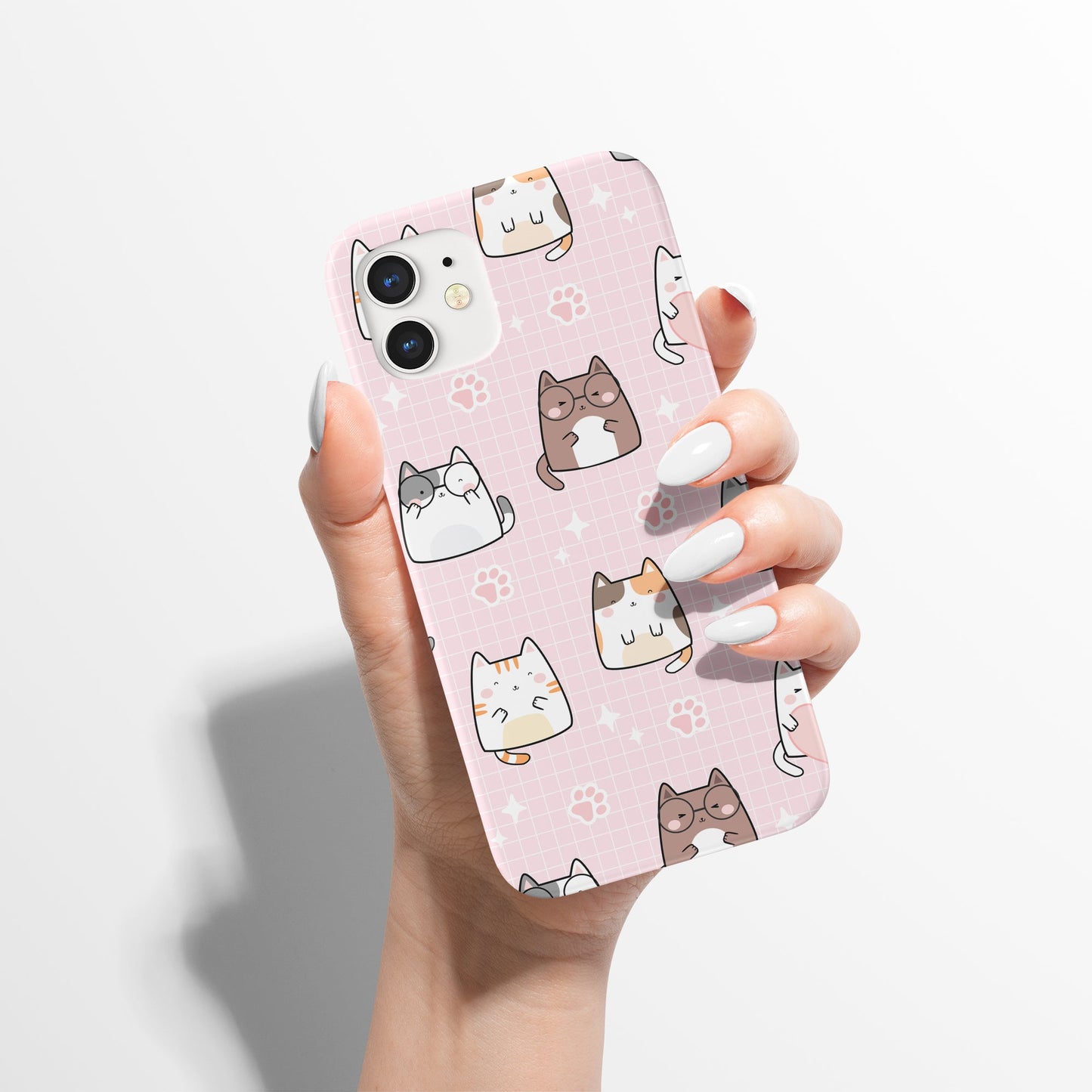 Sweet Kawaii Pink Cat Pattern iPhone Case