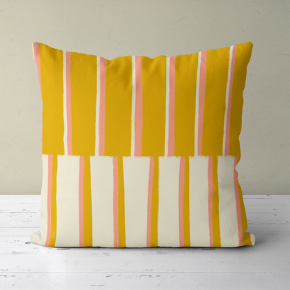 Yellow Mid Century Modern Art Throw Pillow