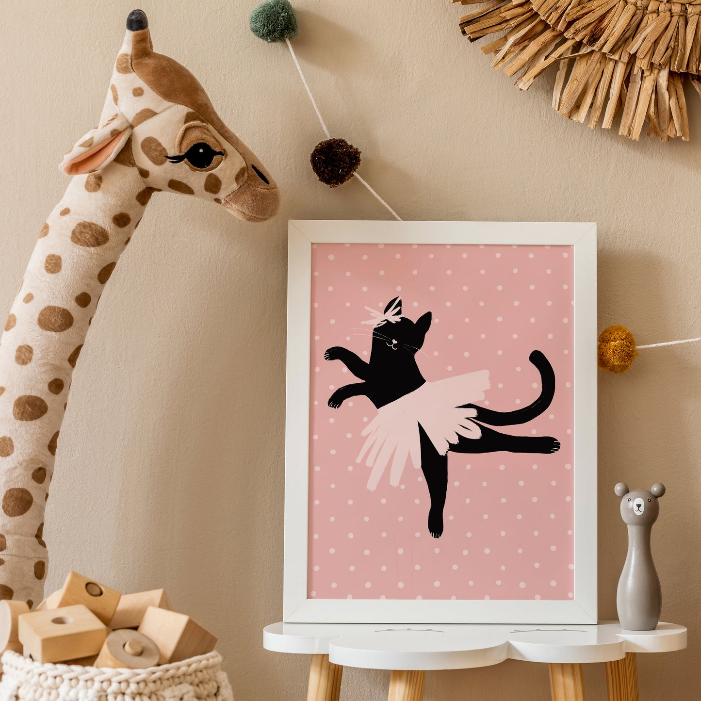 Cat Ballerina Tutu Art Print