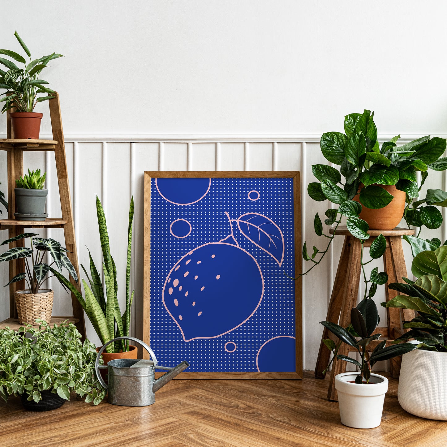 Blue Modern Lemon Poster