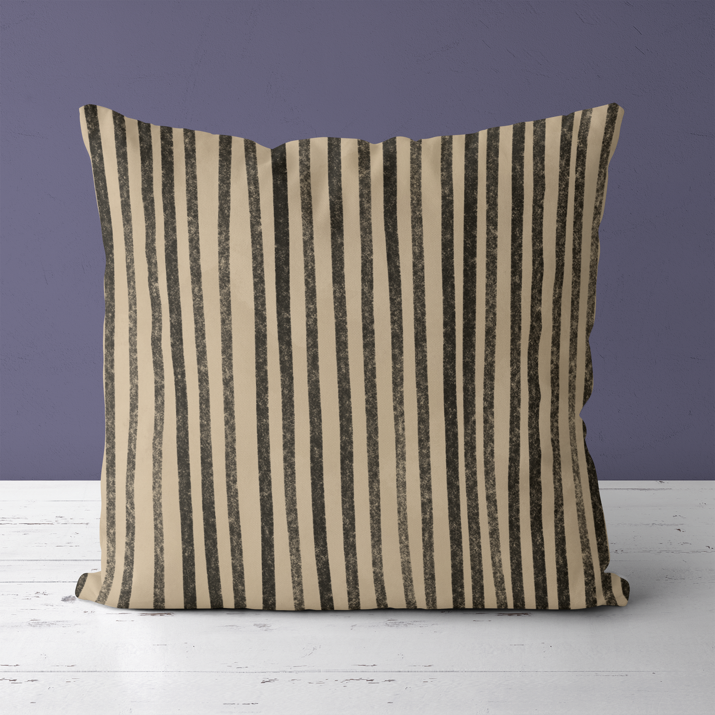 Black Striped Minimalist Rustic Throw Pillow