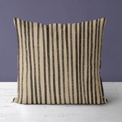 Black Striped Minimalist Rustic Throw Pillow