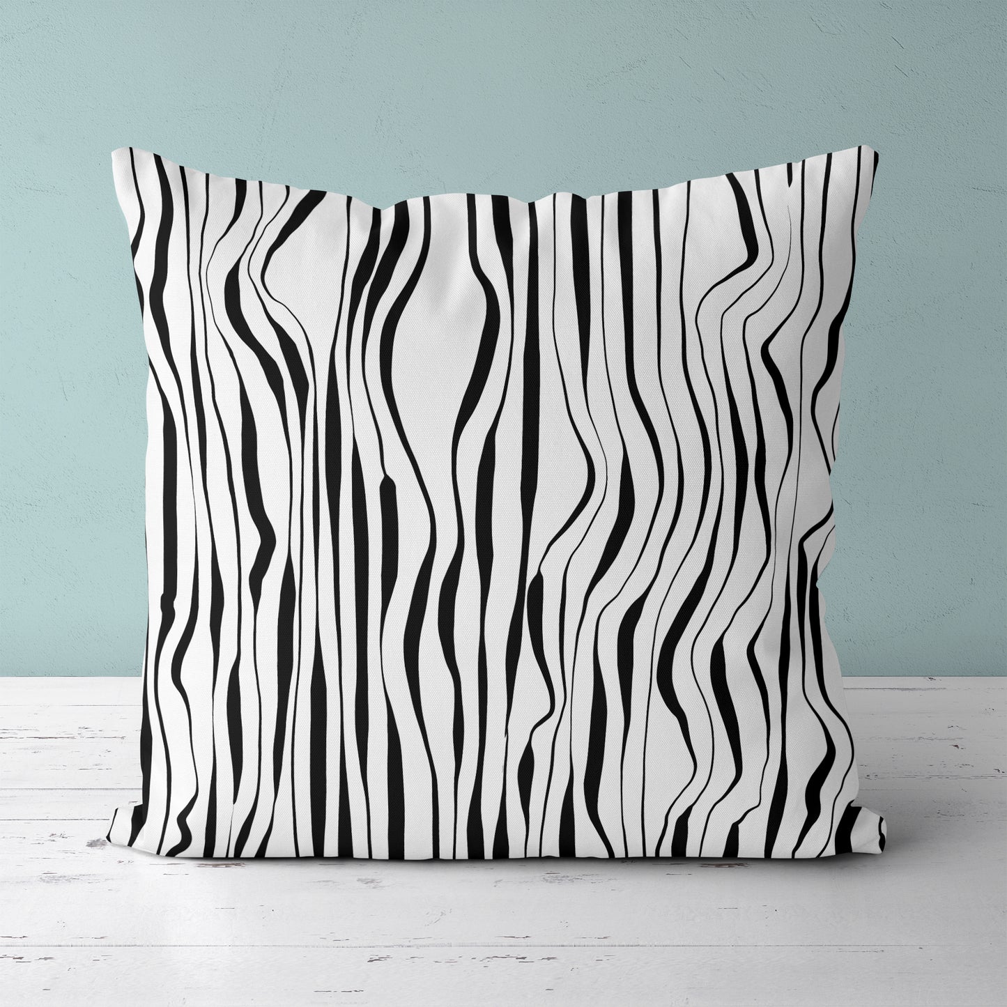 Black and White Line Art Pattern Throw Pillow