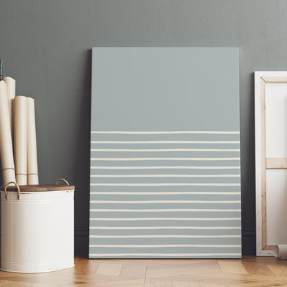 Scandinavian Blue Striped Minimalist Canvas Print