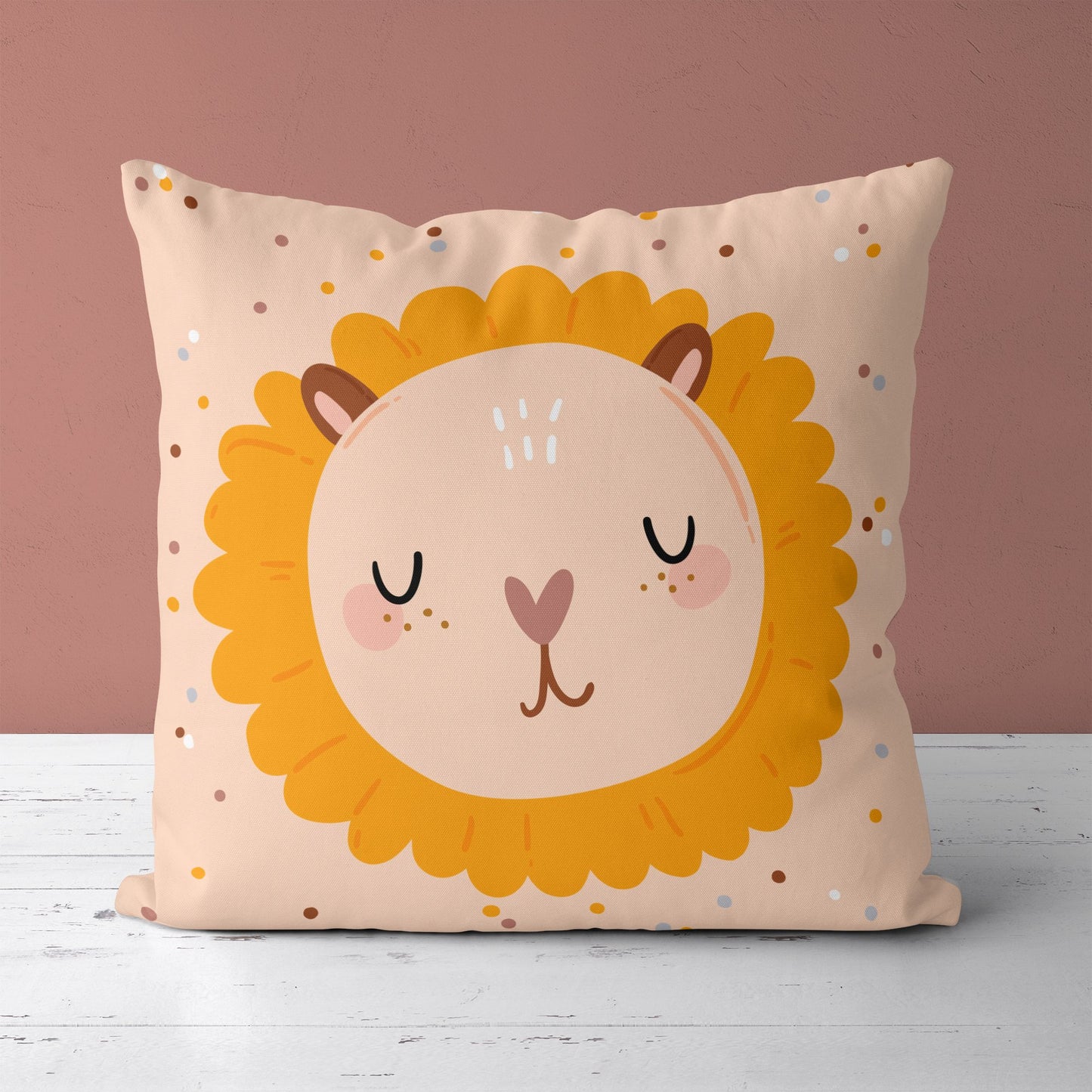 Throw Pillow with Cute Lion