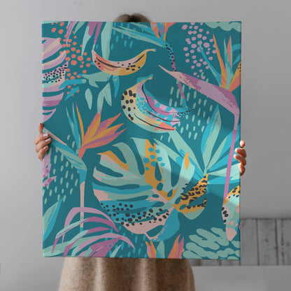 Blue Tropical Jungle Canvas Print