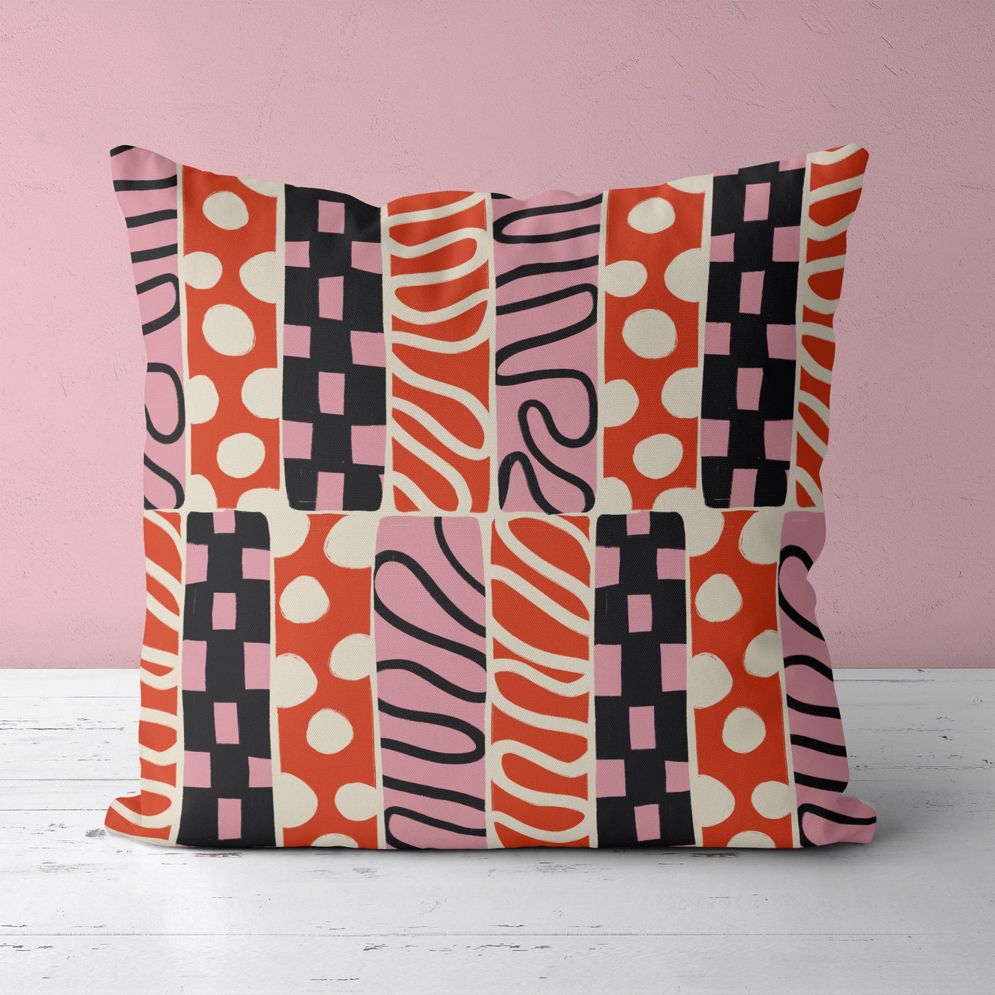 Retro Mid Century Modern Pattern 70s Throw Pillow