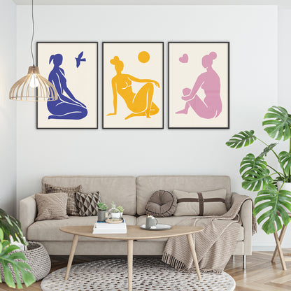 Set of 3 Sitting Women Posters