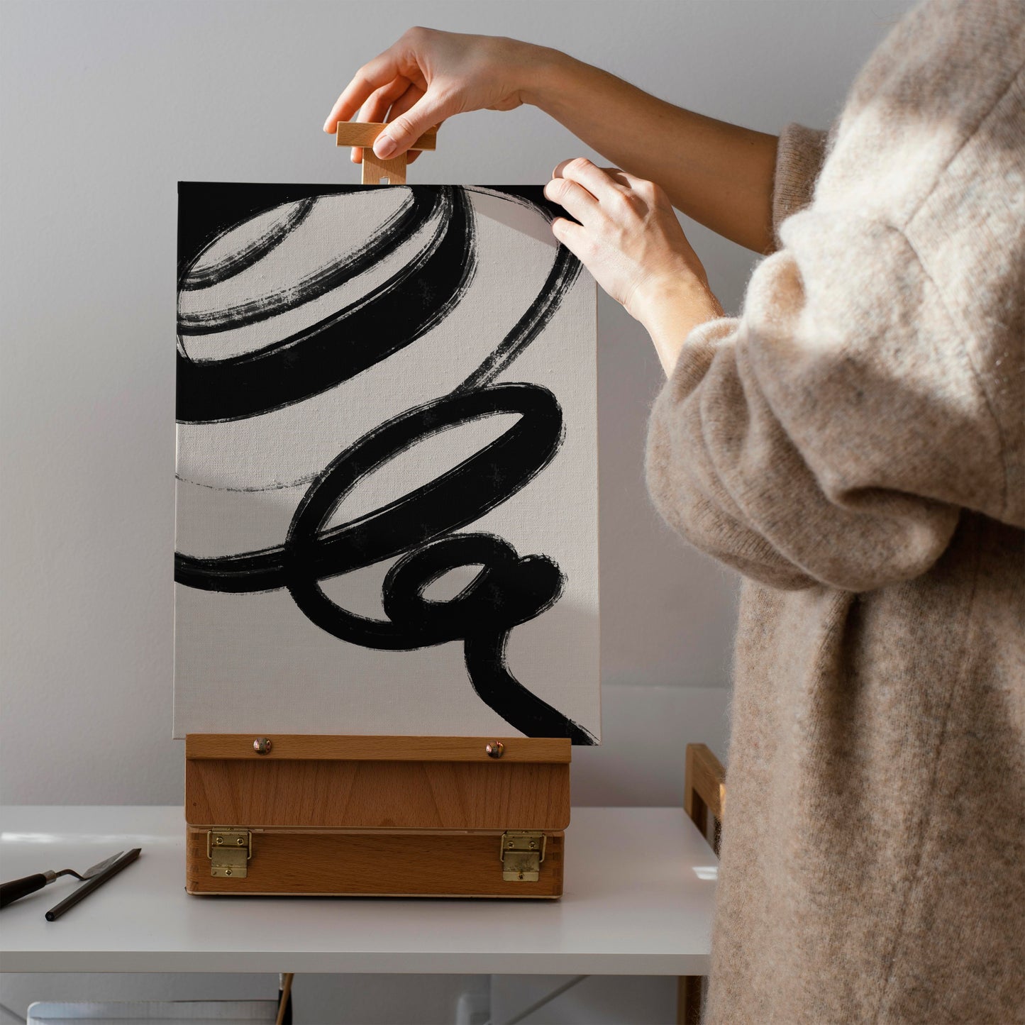 Modern Black Abstract Canvas Print