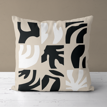 Black Beige Cut Outs Throw Pillow