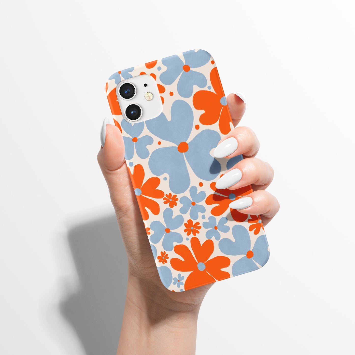 Blue and Orange Floral Art iPhone Case