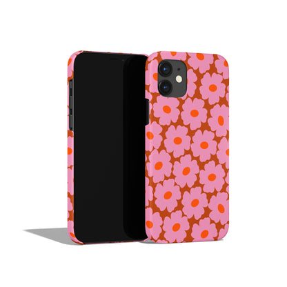 Retro Pink 60s Flowers Pattern iPhone Case