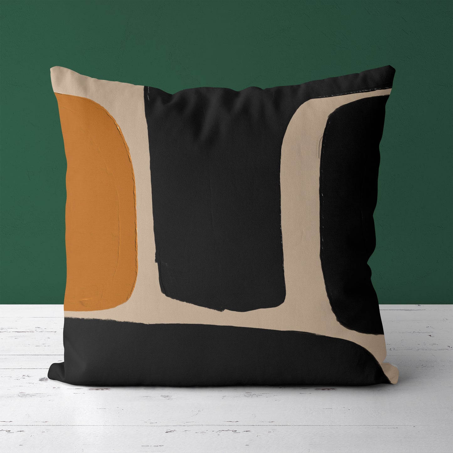 Mustard Bauhaus Modern Art Throw Pillow