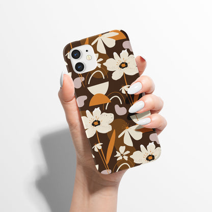 Brown Floral Retro iPhone Case