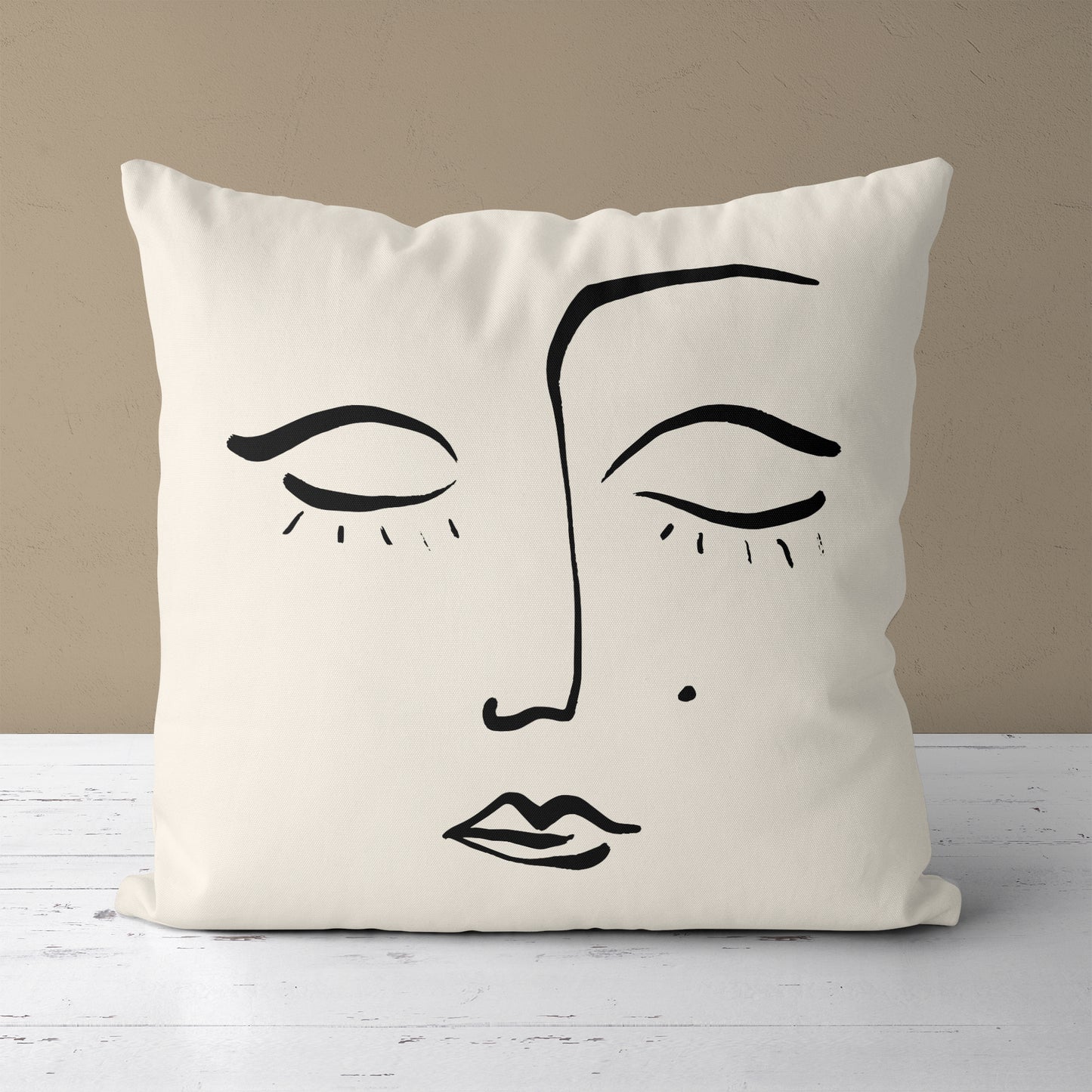 Minimalist Throw Pillow with Sleeping Woman