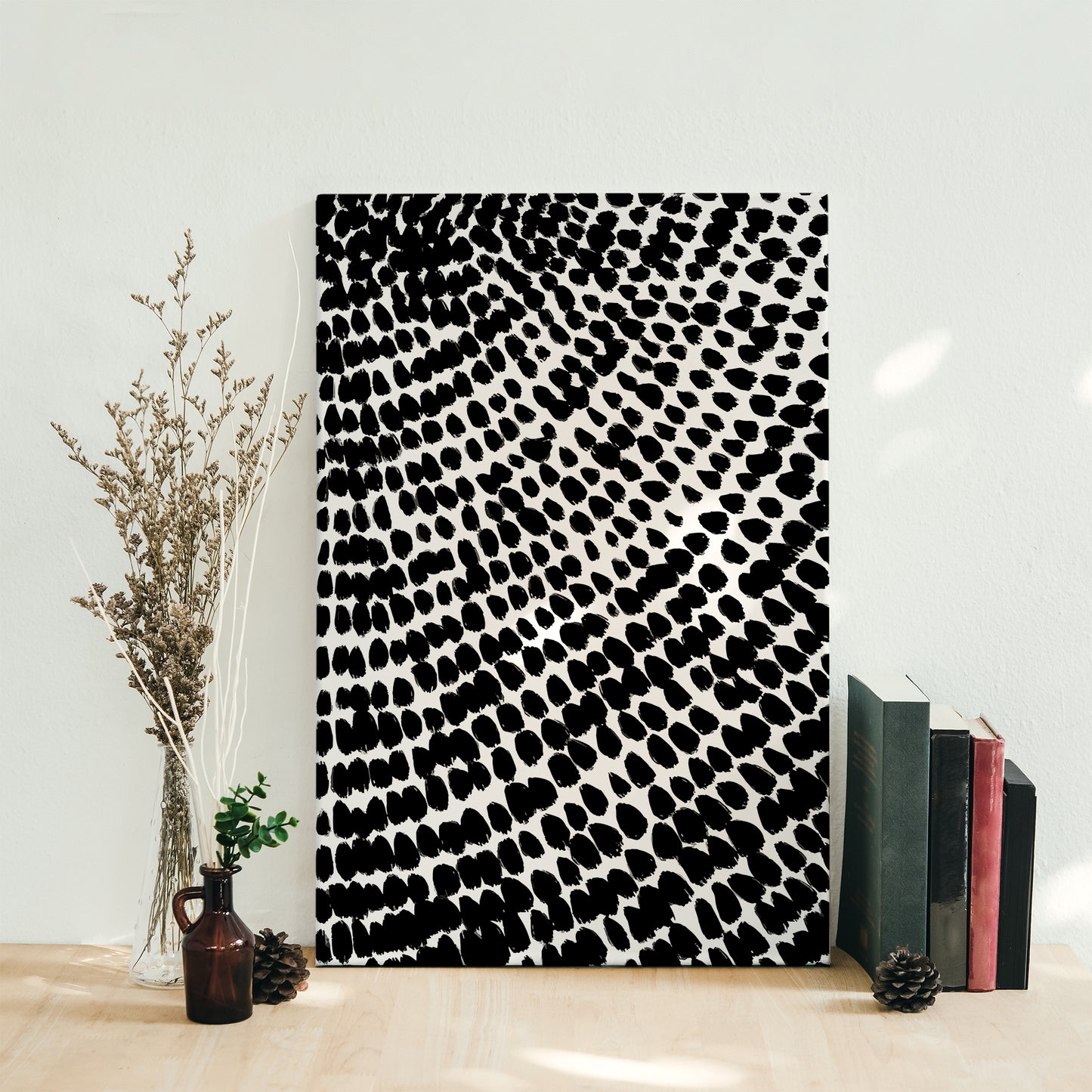 Black Modern Dots Canvas Print