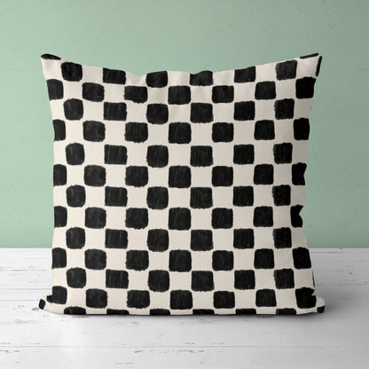 Retro Black Checkered Pattern Throw Pillow