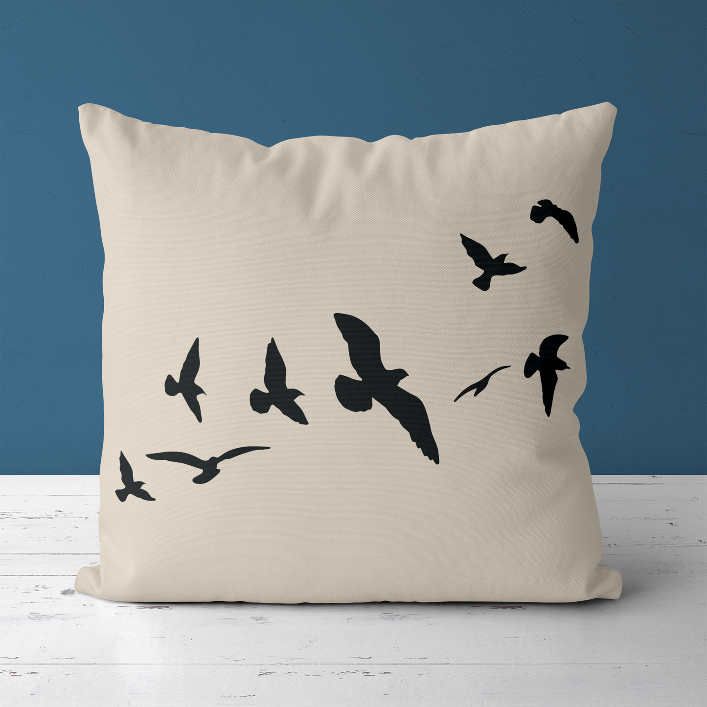 Minimalist Birds Nature Beige Throw Pillow