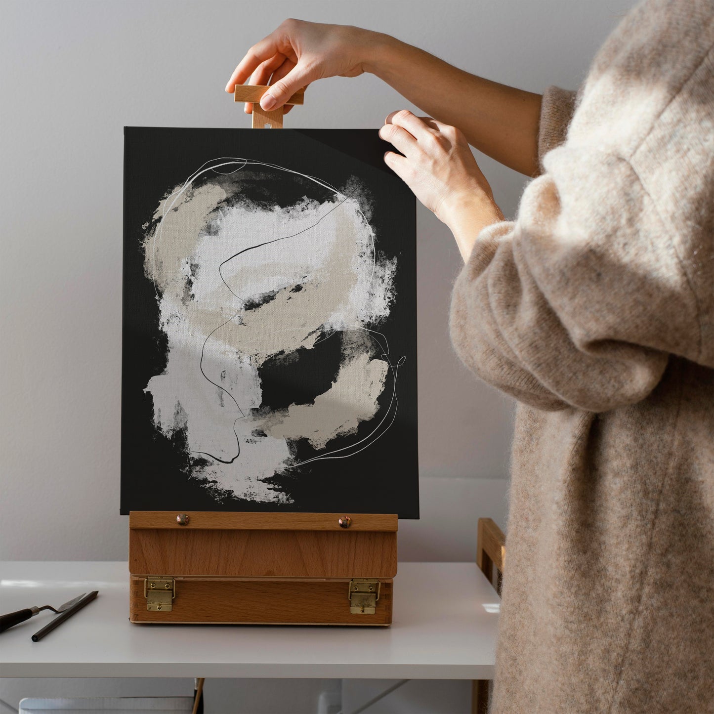 Black Brushstrokes Painting Canvas Print