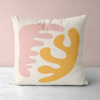 Modern Throw Pillow with Botanical Shapes