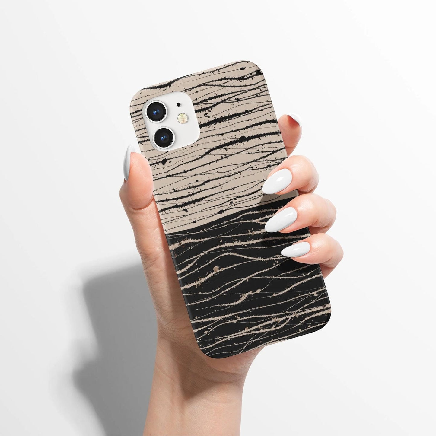 Black&Beige Wavy Pattern iPhone Case