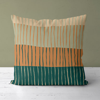 Rustic Boho Line Art Abstract Throw Pillow