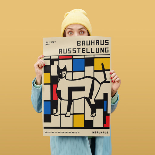 Bauhaus Cat Retro Exhibition Poster