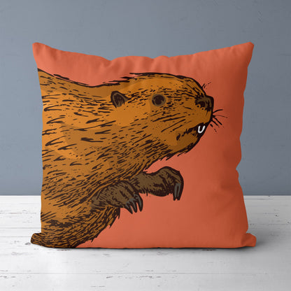 Pillow with Funny Beaver