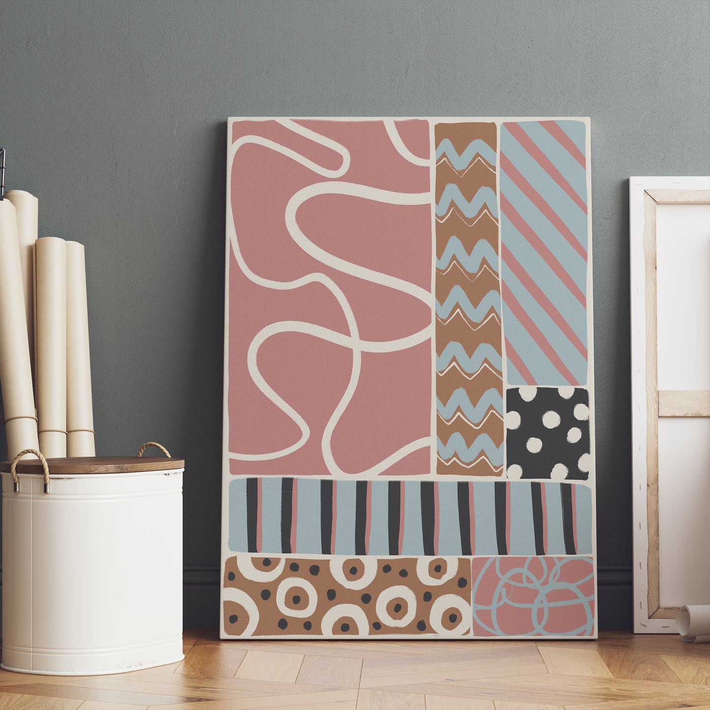 Pastel Abstract Mid Century Modern Canvas Print