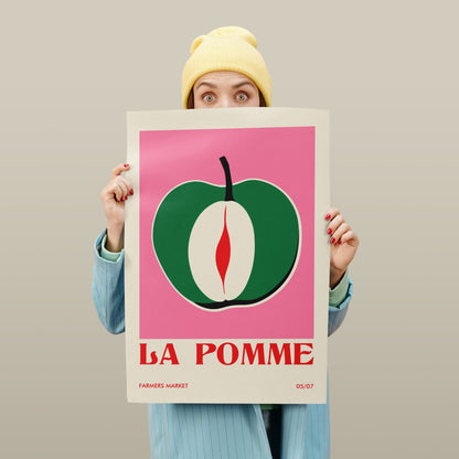 La Pomme, an Apple Pink Poster