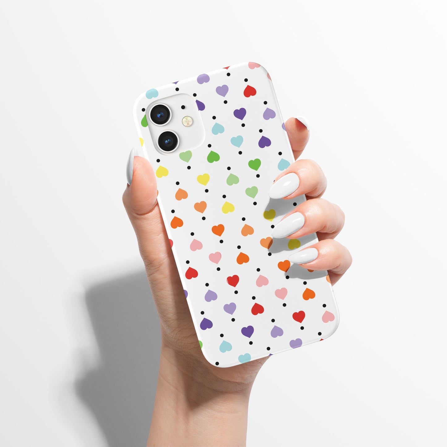Colorful Rainbow Hearts Pattern iPhone Case