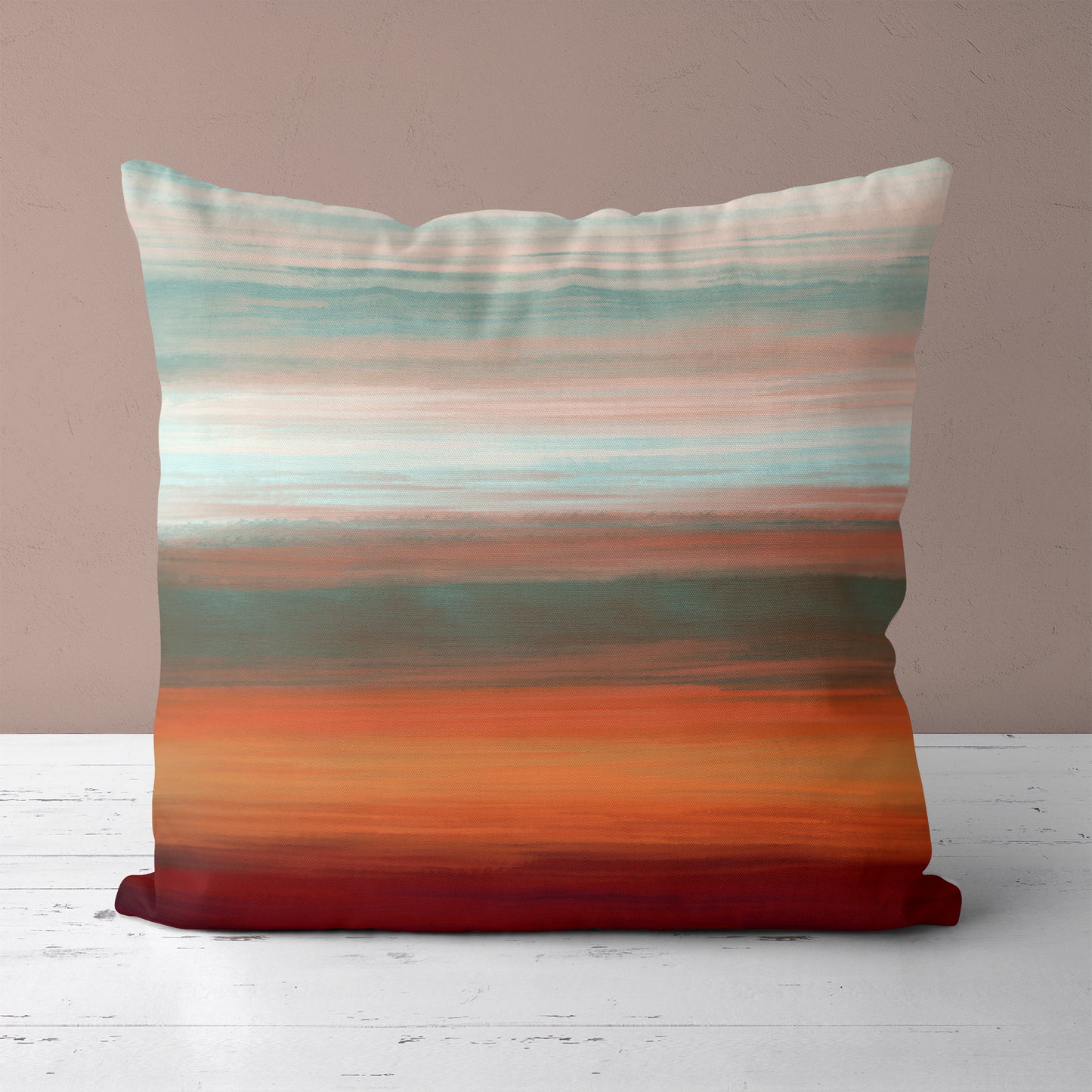 Farmland Sunset Hand-painted Throw Pillow