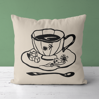 Tea Time, Cafe Decor Throw Pillow