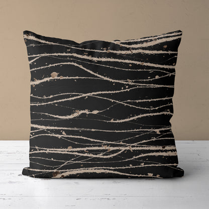 Black Abstract Line Art Throw Pillow