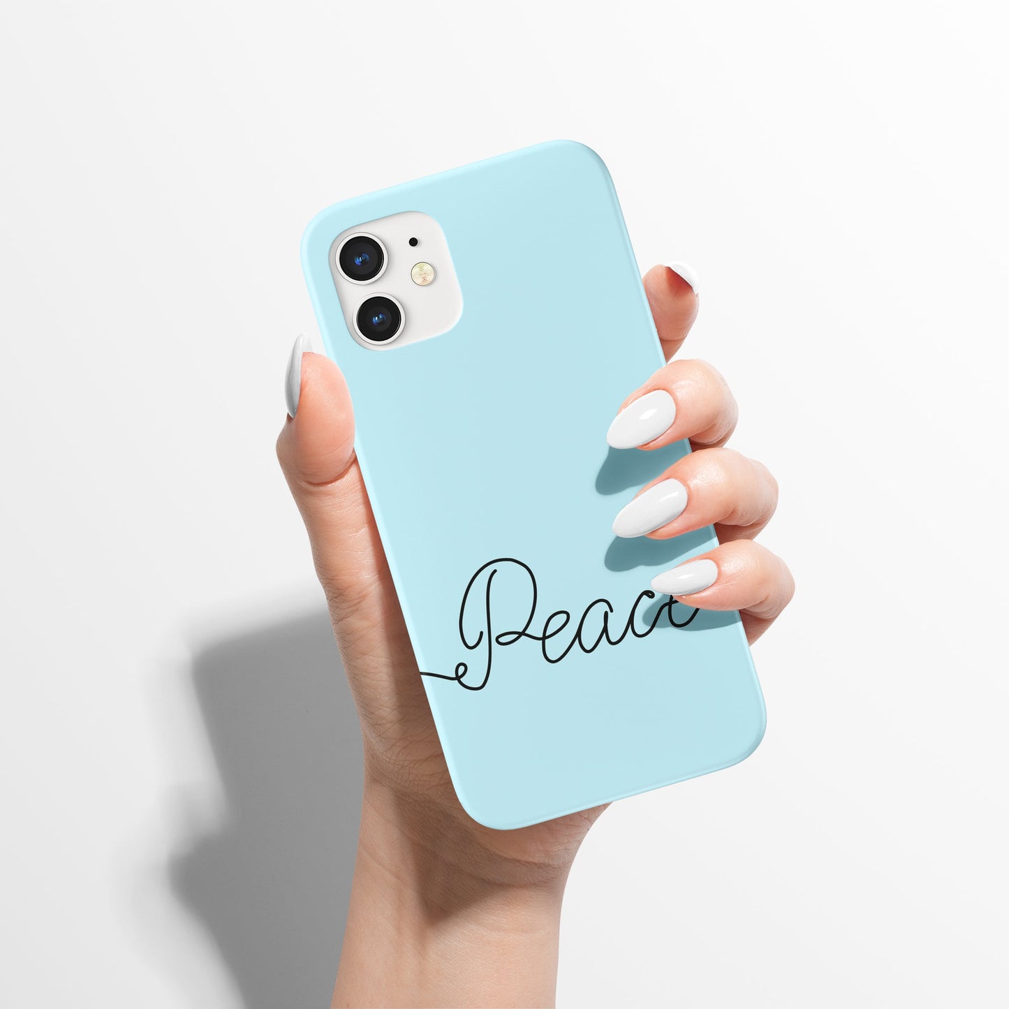 Blue Lettering Peace Line Art iPhone Case
