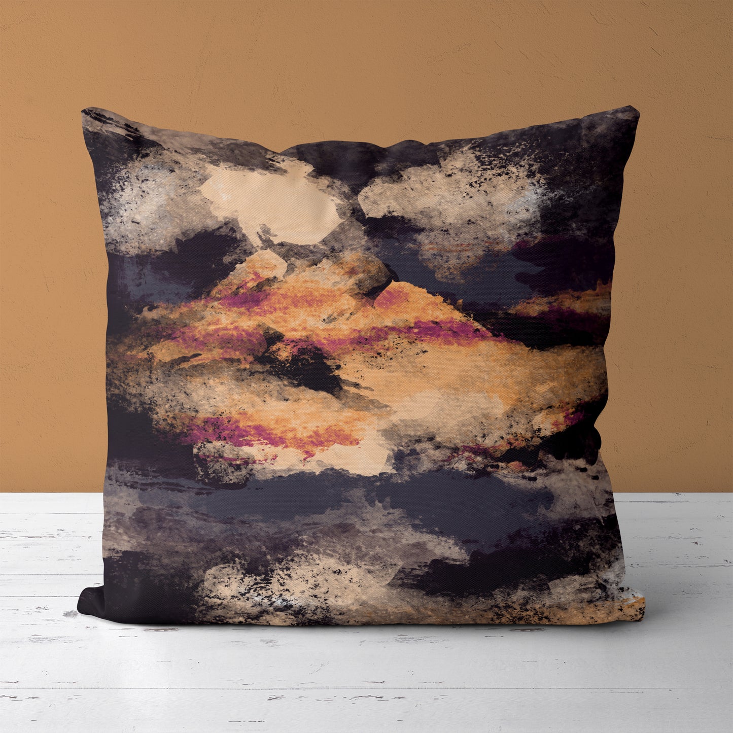 Sunset on the Beach Abstract Painting Art Throw Pillow