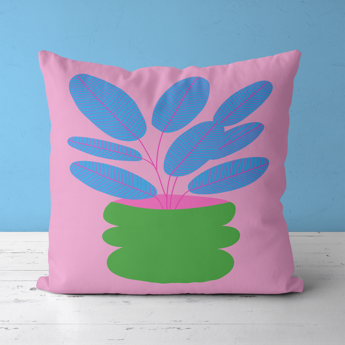 Pink Modern Flowers Throw Pillow