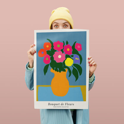 Bouquet of Flowers Retro Colorful Poster