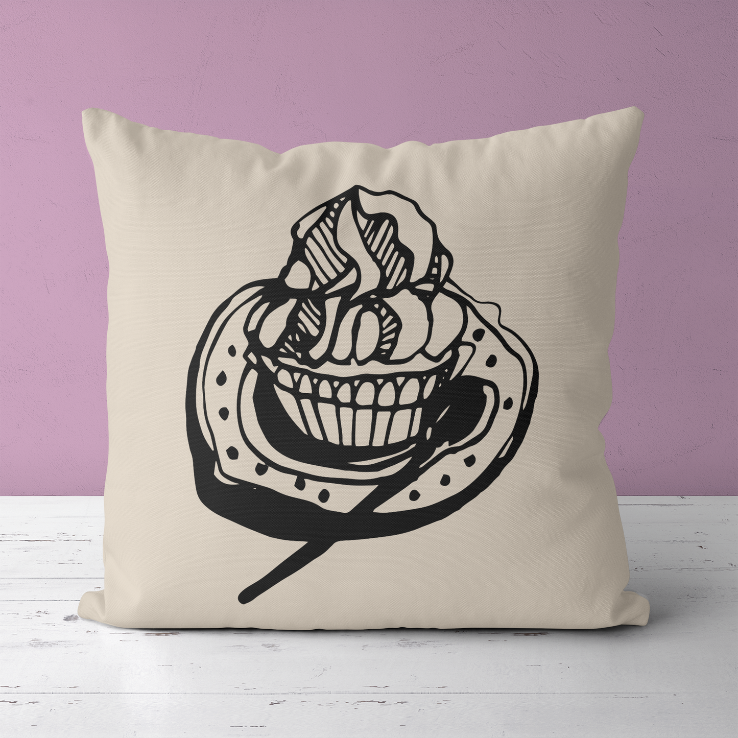 Hand Painted Cupcake, Bakery Decor Throw Pillow