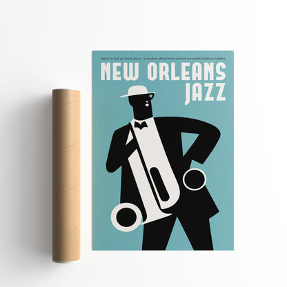 New Orleans Jazz Musician Blue Poster