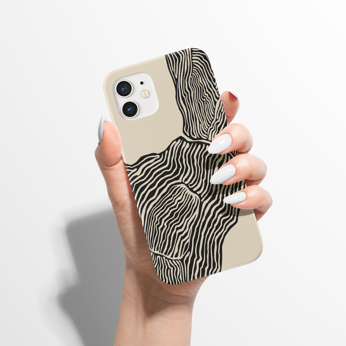 Black Line Art Modern Beige iPhone Case