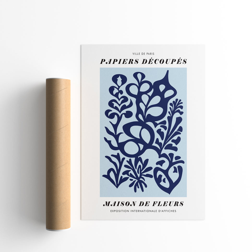 Blue Papiers Decoupes Art Print