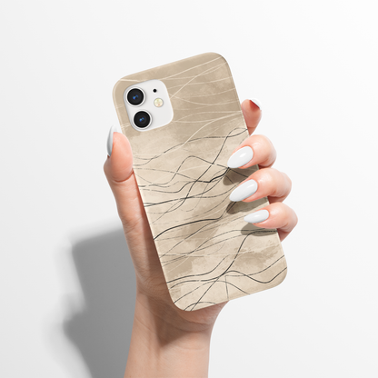 Rustic Minimalist Beige Line Art iPhone Case