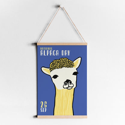 National Alpaca Day Blue Poster