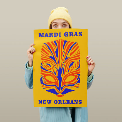 Mardi Gras New Orleans Yellow Poster